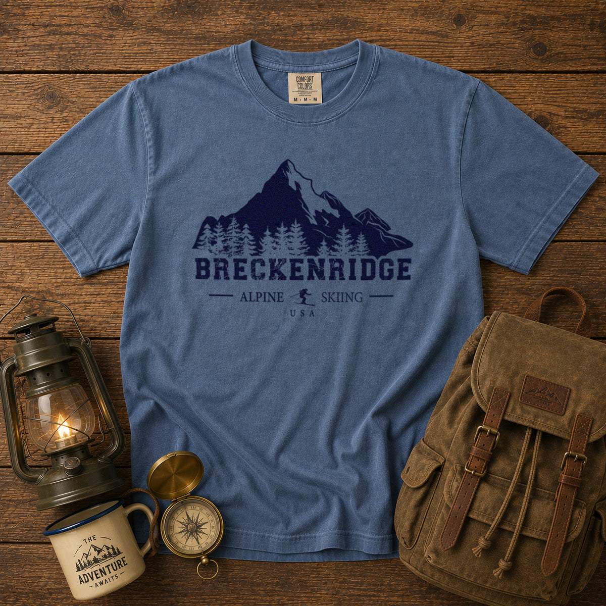 Breckenridge Colorado T-Shirt in Blue Jean - roamstride graphic tee