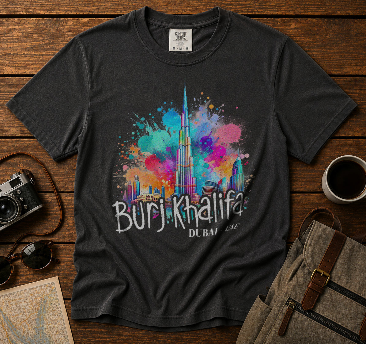 Burj Khalifa Skyscraper Dubai T-Shirt in Pepper - roamstride graphic tee
