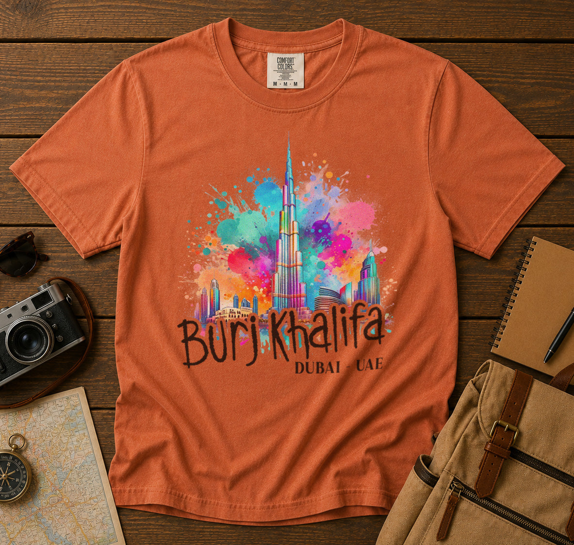 Burj Khalifa Skyscraper Dubai T-Shirt in Yam - roamstride graphic tee