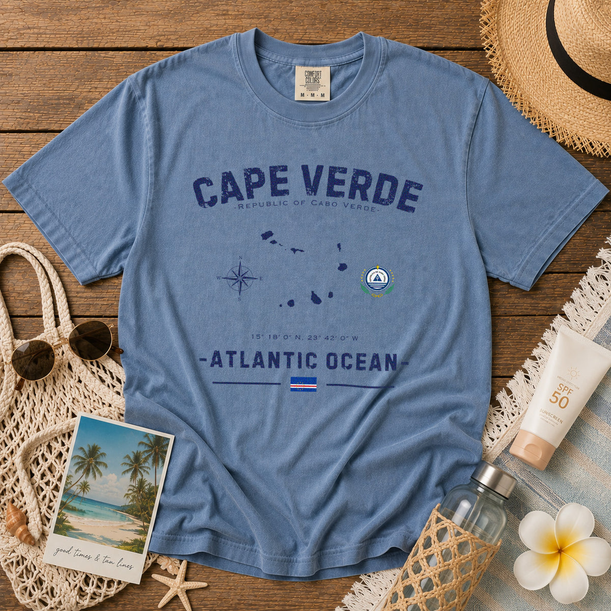 Cape Verde T-Shirt in Blue Jean - roamstride graphic tee