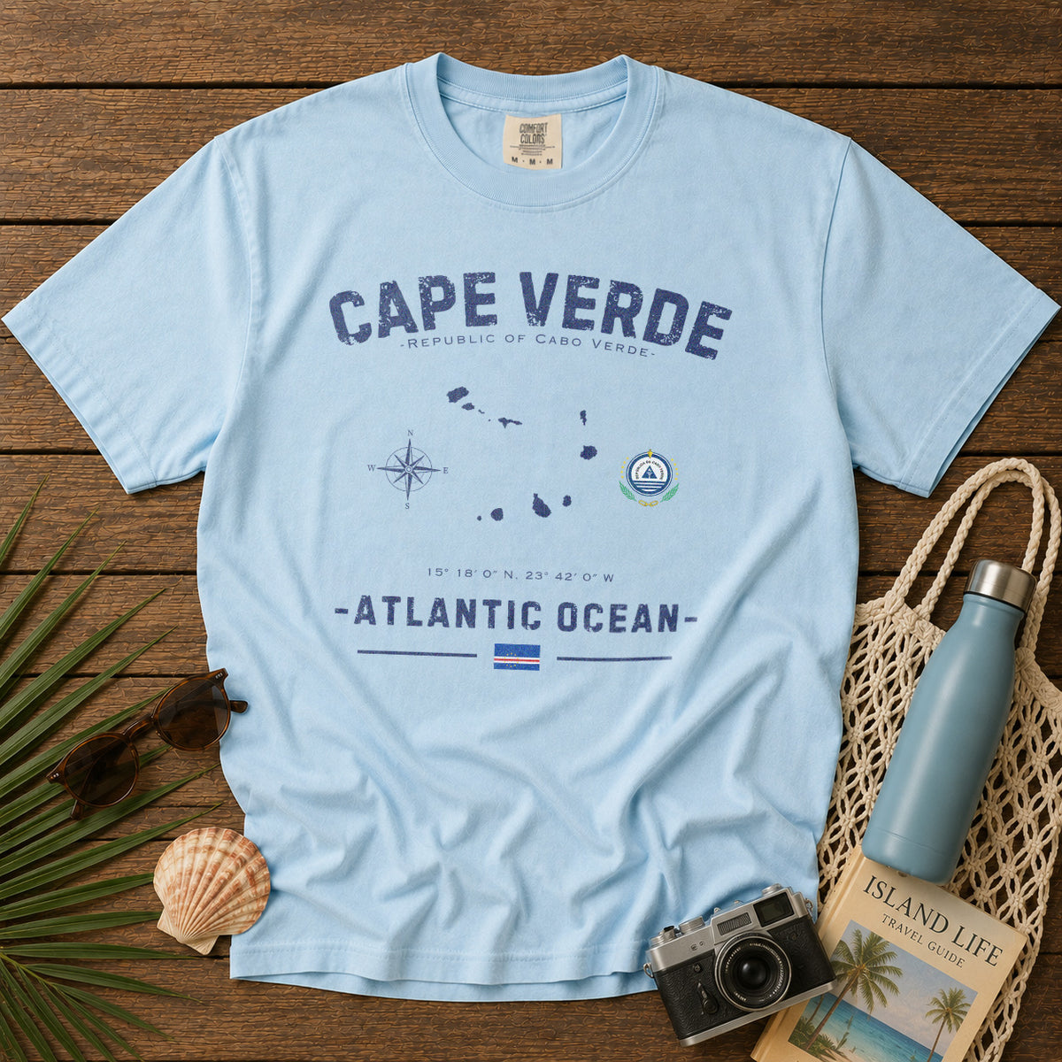 Cape Verde T-Shirt in Chambray - roamstride graphic tee