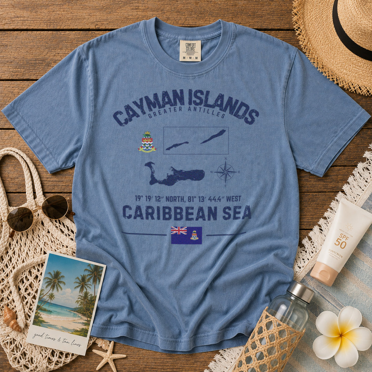 Cayman Islands T-Shirt in Blue Jean - roamstride graphic tee