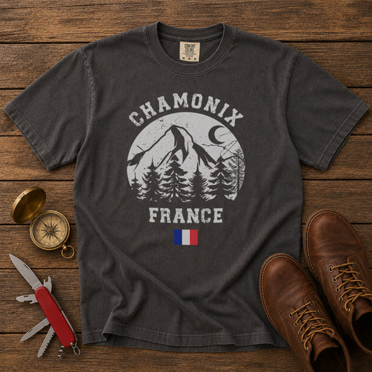 Chamonix French Alps T-Shirt in Pepper - roamstride graphic tee