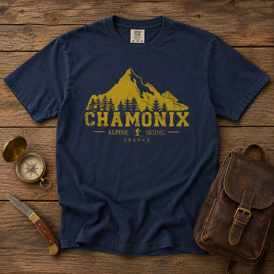 Chamonix French Alps T-Shirt in Navy - roamstride graphic tee