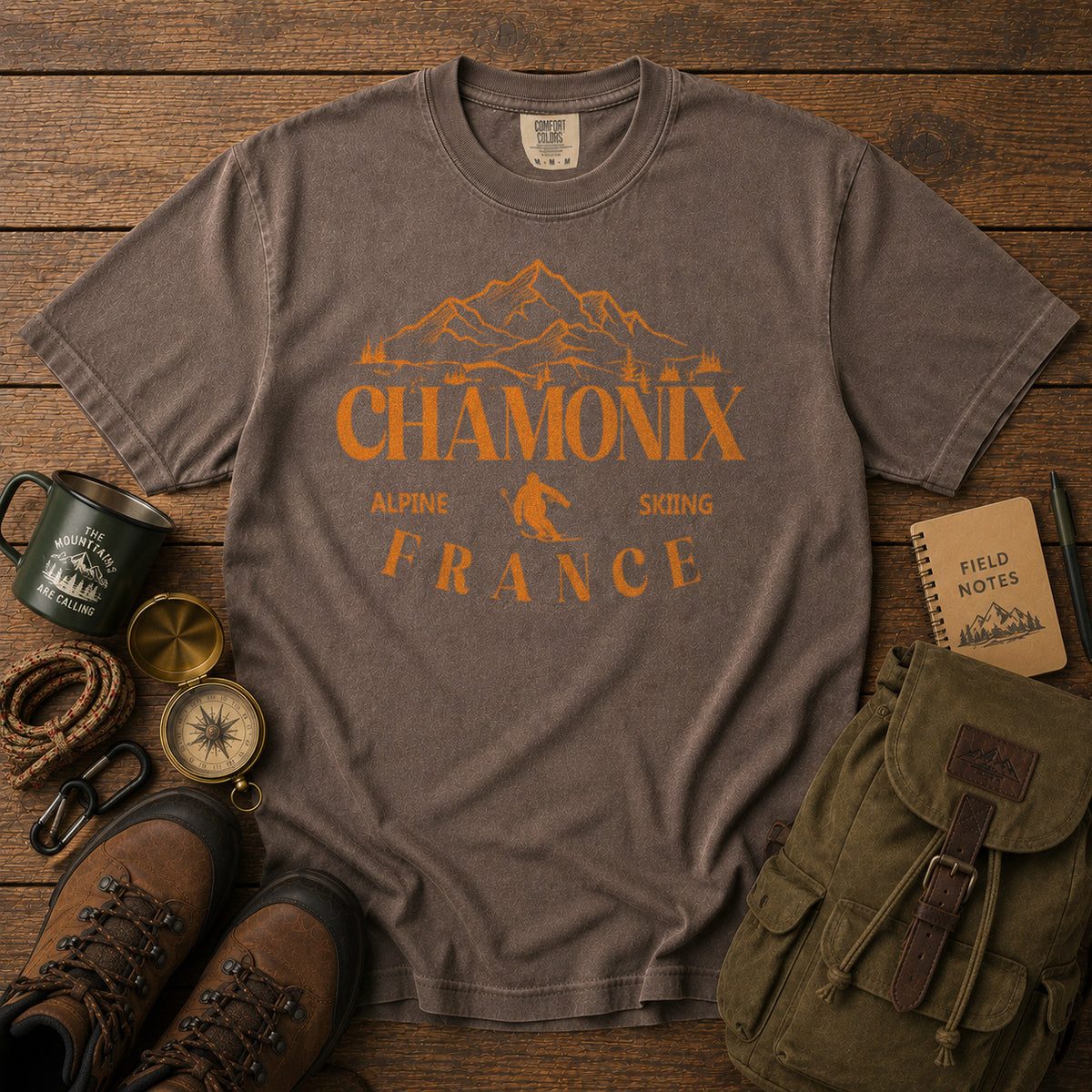 Chamonix French Alps T-Shirt in Espresso - roamstride graphic tee