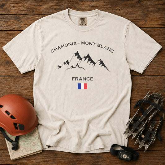 Chamonix Mont Blanc T-Shirt in Ivory - roamstride graphic tee