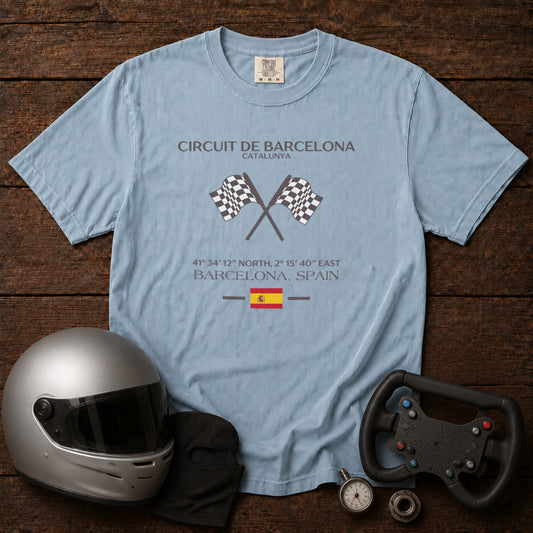 Circuit de Barcelona-Catalunya T-Shirt in Chambray - roamstride graphic tee
