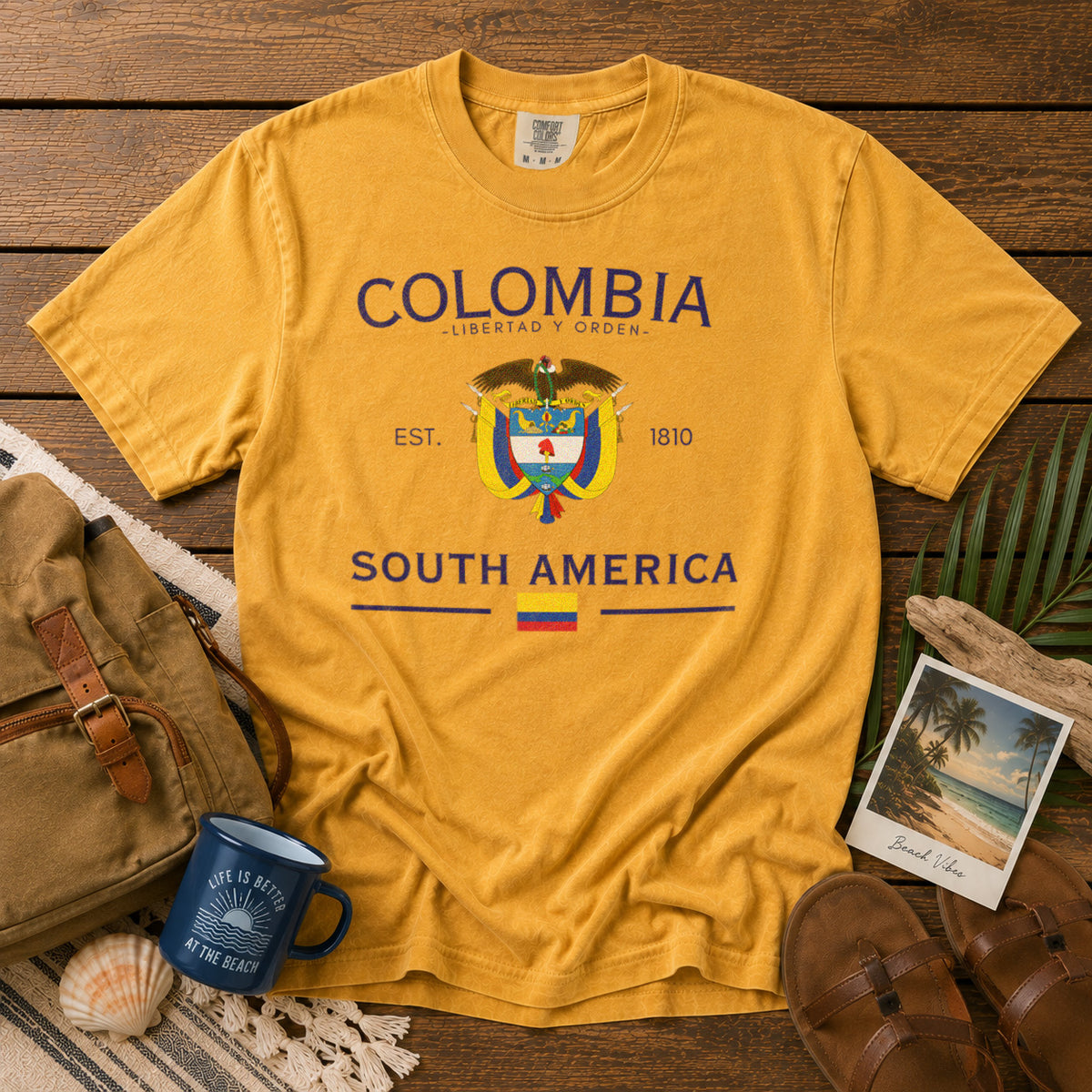 Colombia T-Shirt in Mustard - roamstride graphic tee