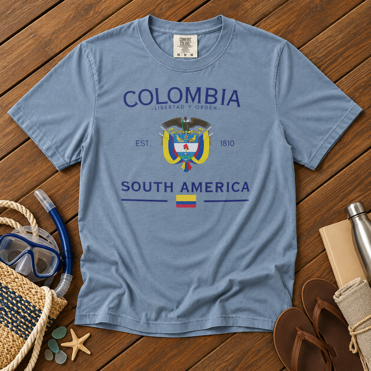 Colombia T-Shirt in Chambray - roamstride graphic tee