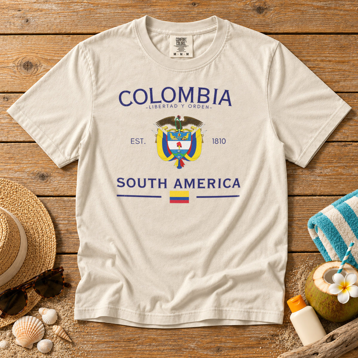 Colombia T-Shirt in Ivory - roamstride graphic tee
