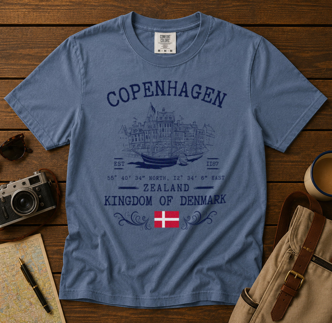 Copenhagen T-Shirt in Blue Jean - roamstride graphic tee