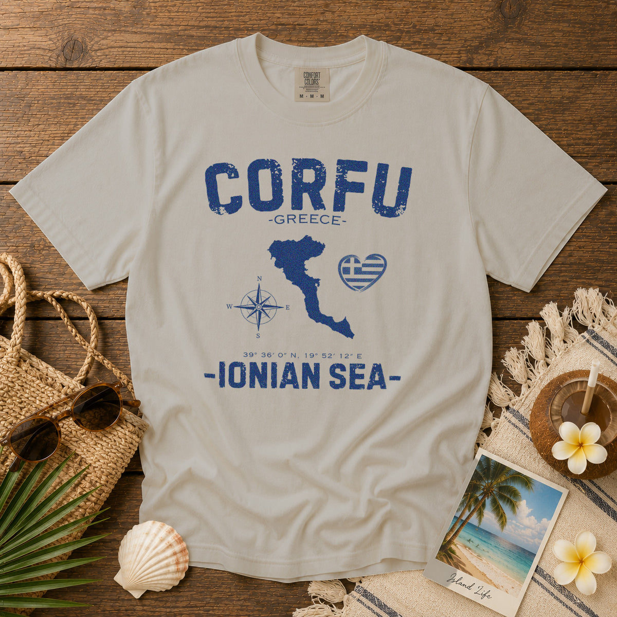 Corfu T-Shirt in Ivory - roamstride graphic tee