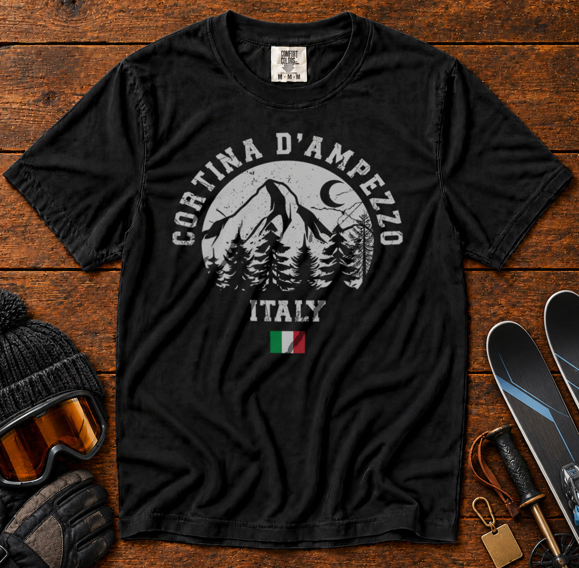 Cortina d'Ampezzo T-Shirt in Black - roamstride graphic tee