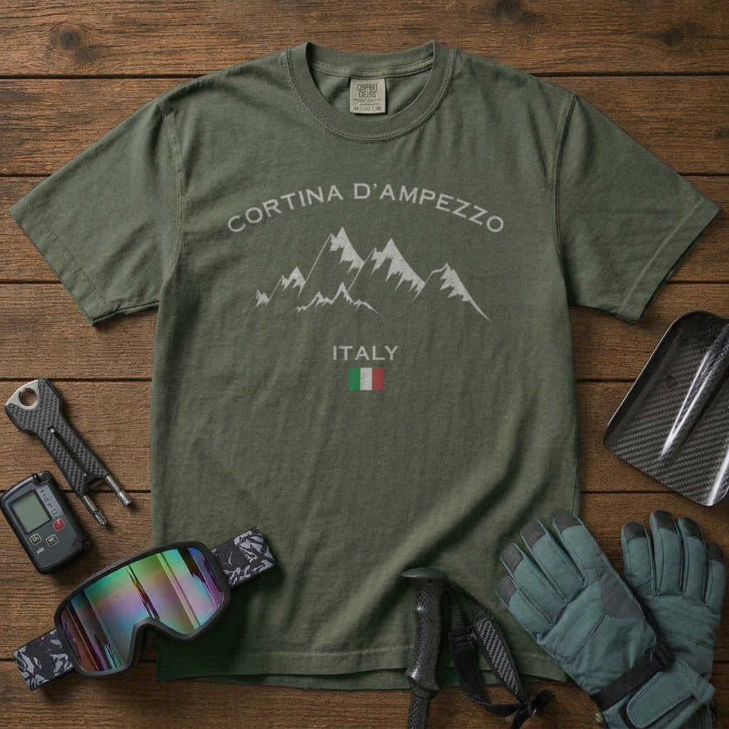 Cortina d’Ampezzo T-Shirt in Moss - roamstride graphic tee
