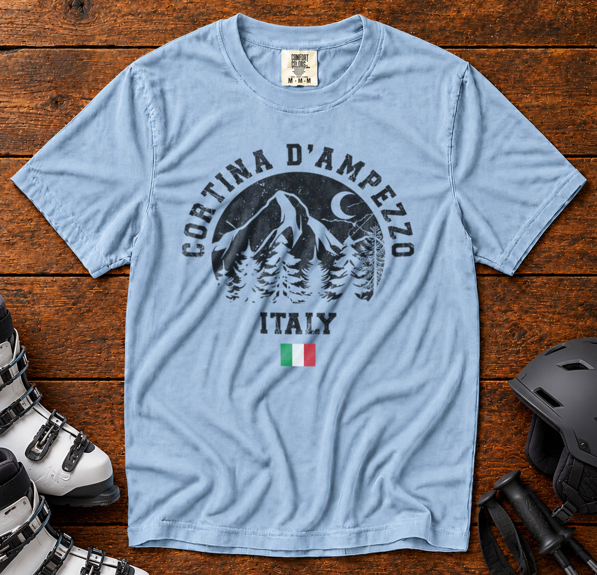 Cortina d'Ampezzo T-Shirt in Chambray - roamstride graphic tee
