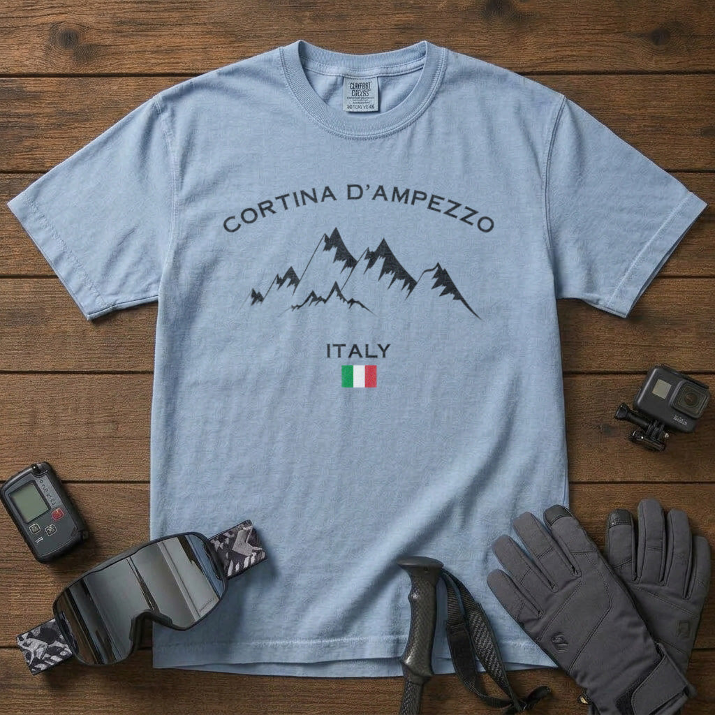 Cortina d’Ampezzo T-Shirt in Chambray - roamstride graphic tee