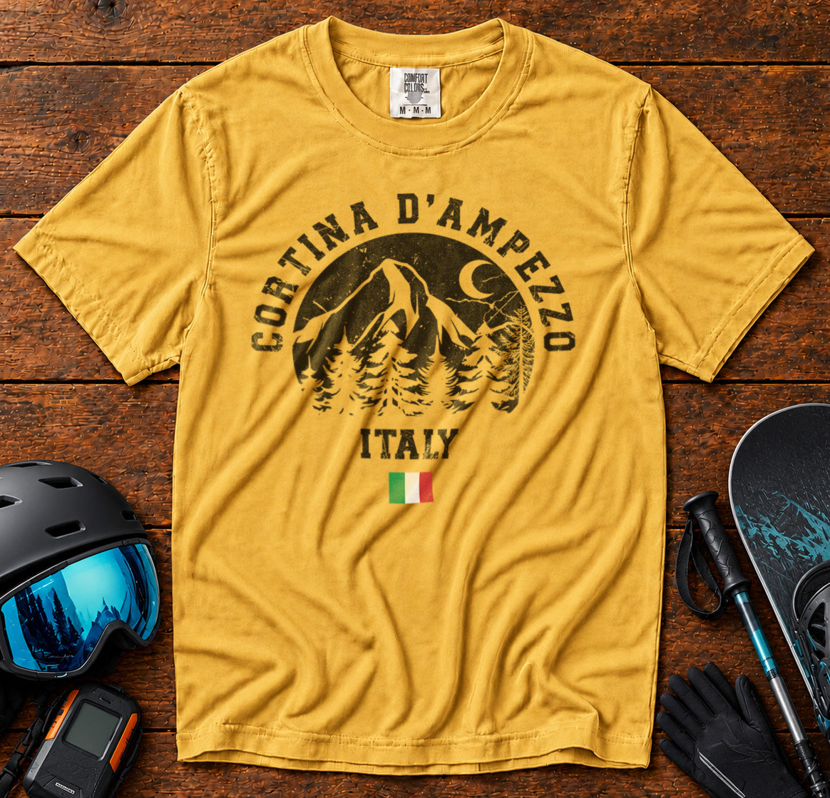 Cortina d'Ampezzo T-Shirt in Mustard - roamstride graphic tee