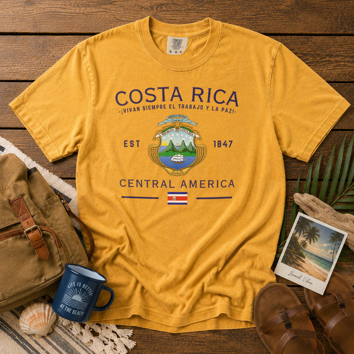 Costa Rica T-Shirt in Mustard - roamstride graphic tee