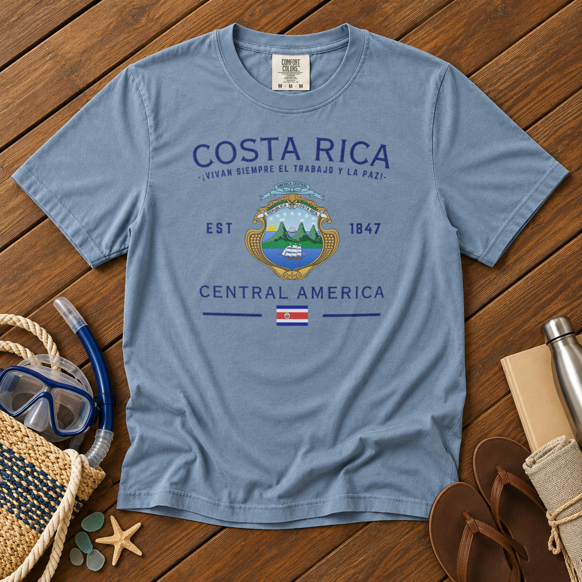 Costa Rica T-Shirt in Chambray - roamstride graphic tee