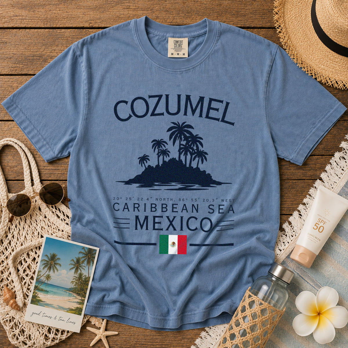 Cozumel T-Shirt in Blue Jean - roamstride graphic tee