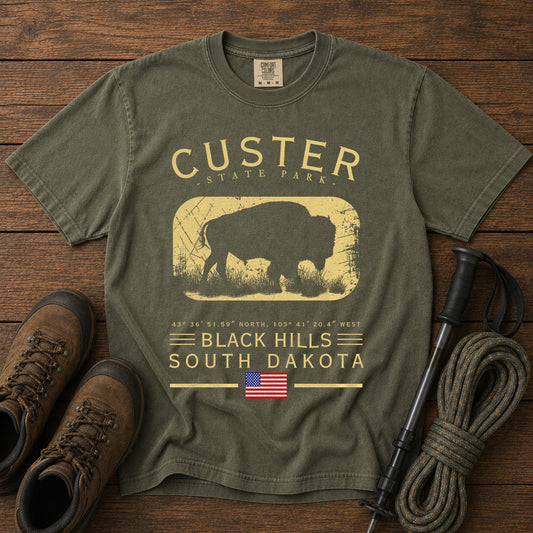 Custer T-Shirt in Moss - roamstride graphic tee
