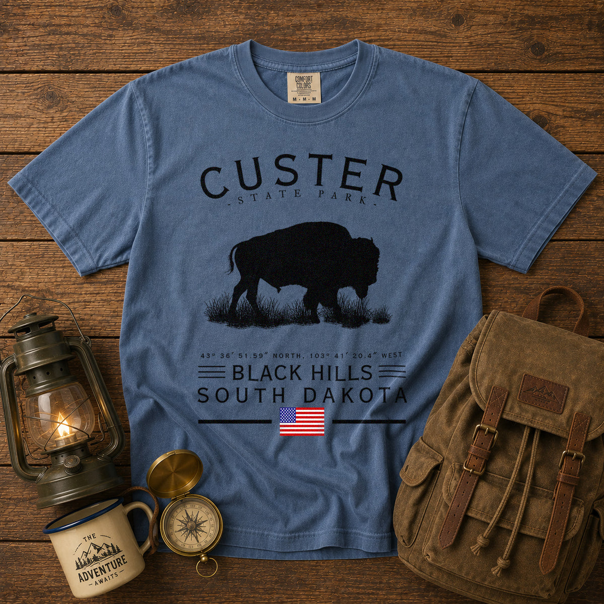 Custer T-Shirt in Blue Jean - roamstride graphic tee