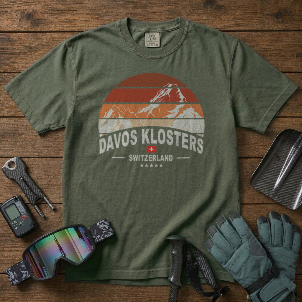 Davos Klosters Switzerland T-Shirt in Moss - roamstride graphic tee