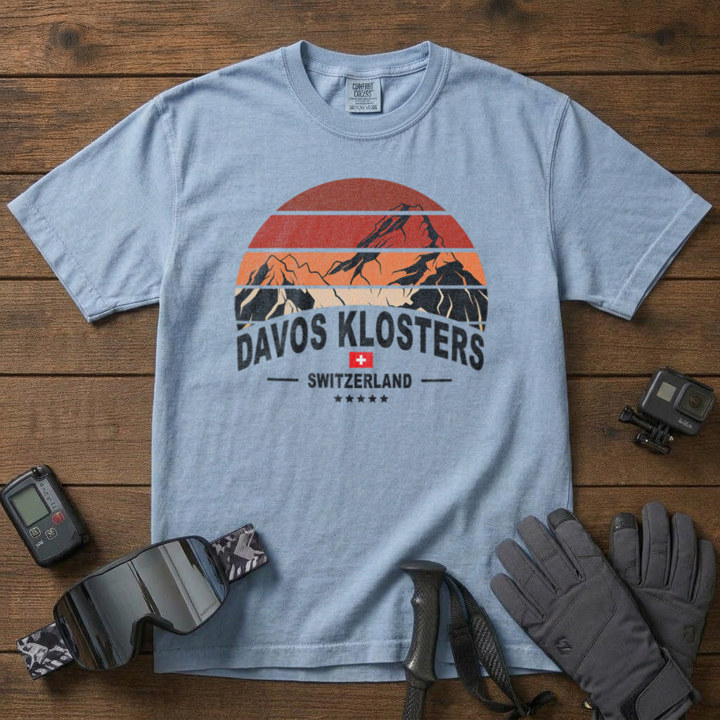 Davos Klosters Switzerland T-Shirt in Chambray - roamstride graphic tee