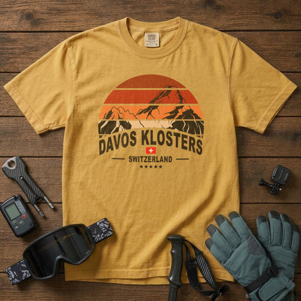 Davos Klosters Switzerland T-Shirt in Mustard - roamstride graphic tee