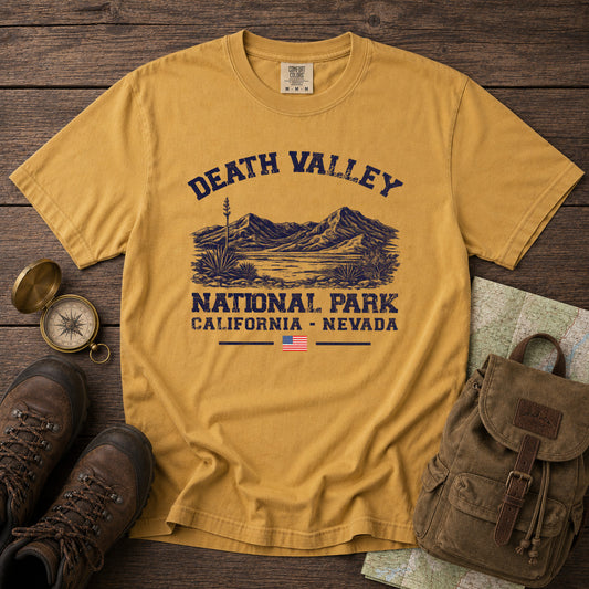 Death Valley National Park T-Shirt in Mustard - roamstride graphic tee