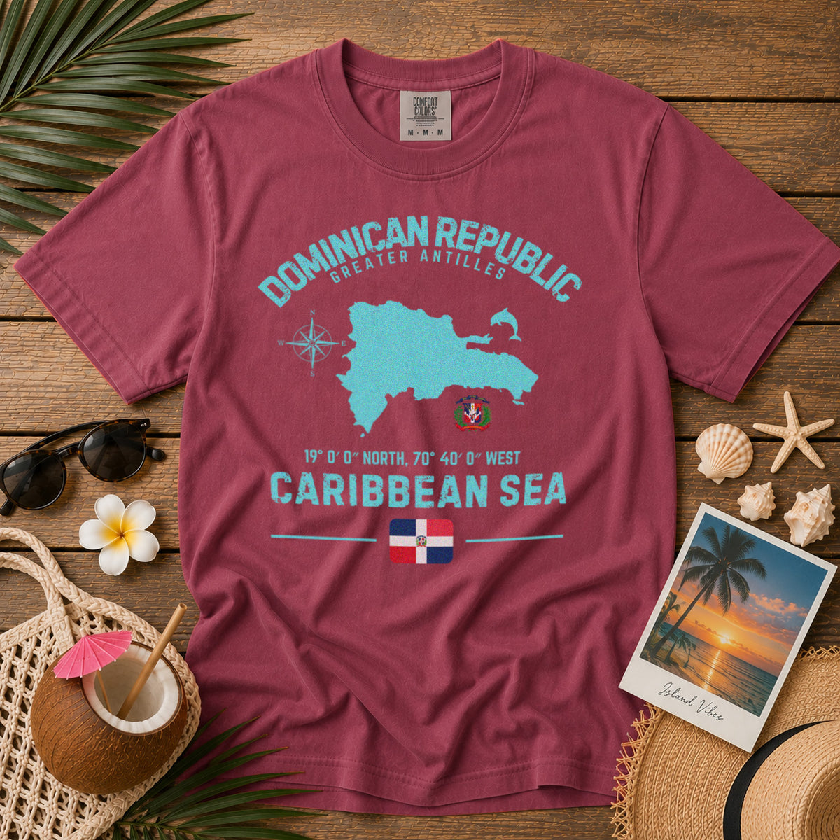 Dominican Republic T-Shirt in Chili - roamstride graphic tee