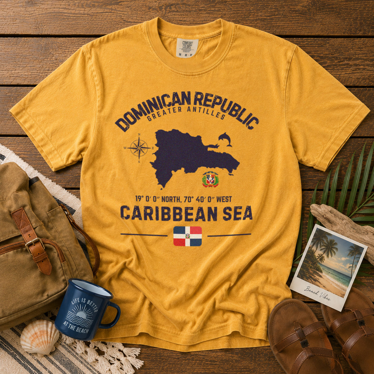 Dominican Republic T-Shirt in Mustard - roamstride graphic tee