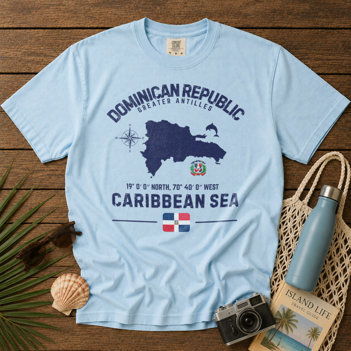 Dominican Republic T-Shirt in Chambray - roamstride graphic tee