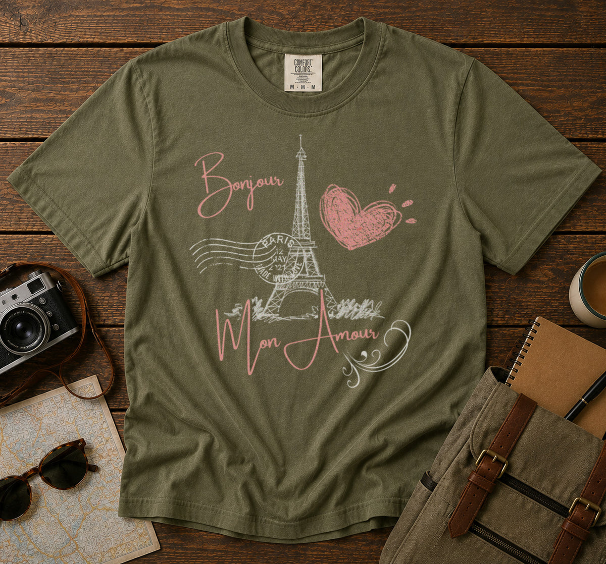 Eiffel Tower Paris T-Shirt in Moss - roamstride graphic tee