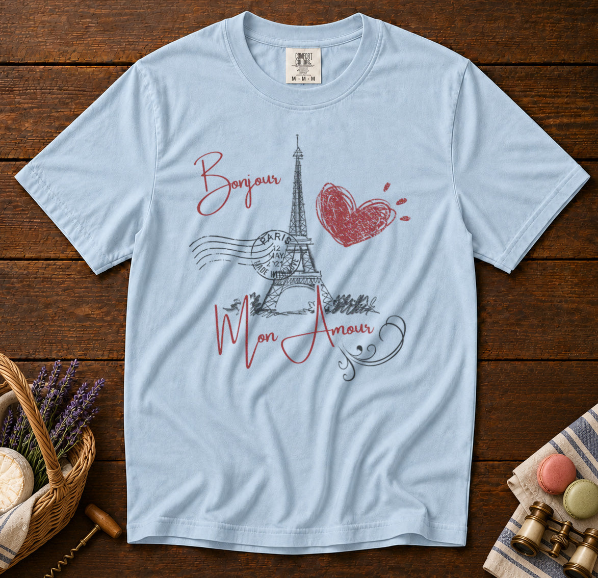 Eiffel Tower Paris T-Shirt in Chambray - roamstride graphic tee
