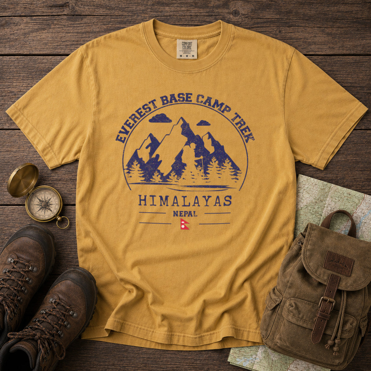 Everest Base Camp T-Shirt in Mustard - roamstride graphic tee