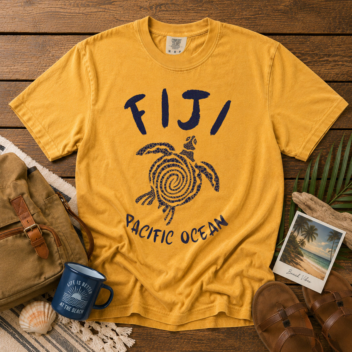 Fiji T-Shirt in Mustard - roamstride graphic tee