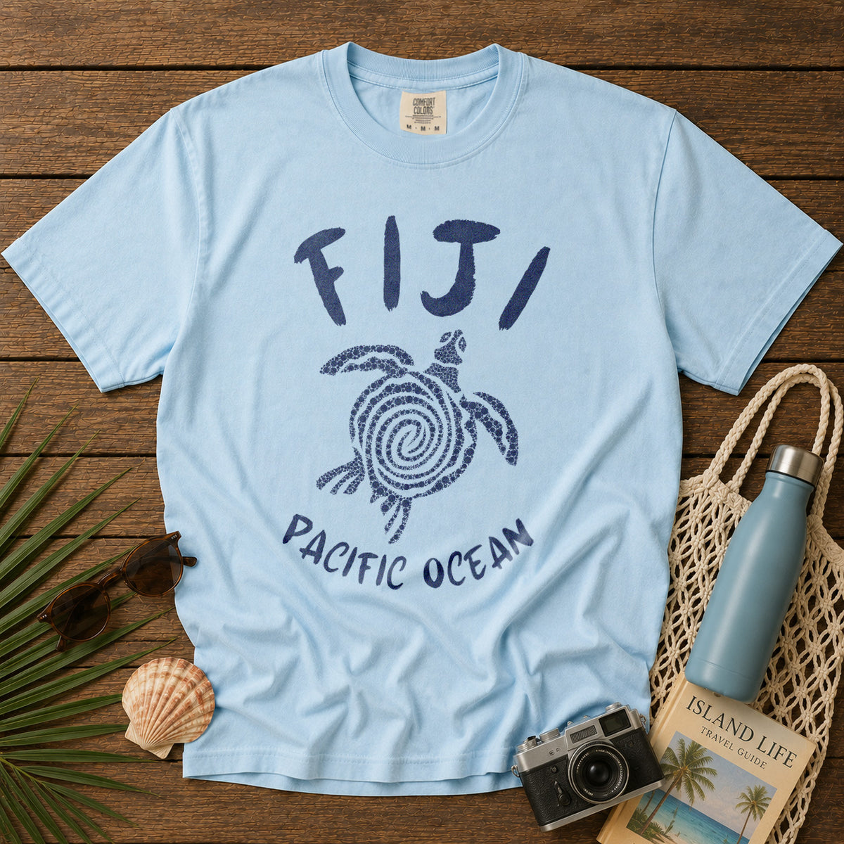 Fiji T-Shirt in Chambray - roamstride graphic tee
