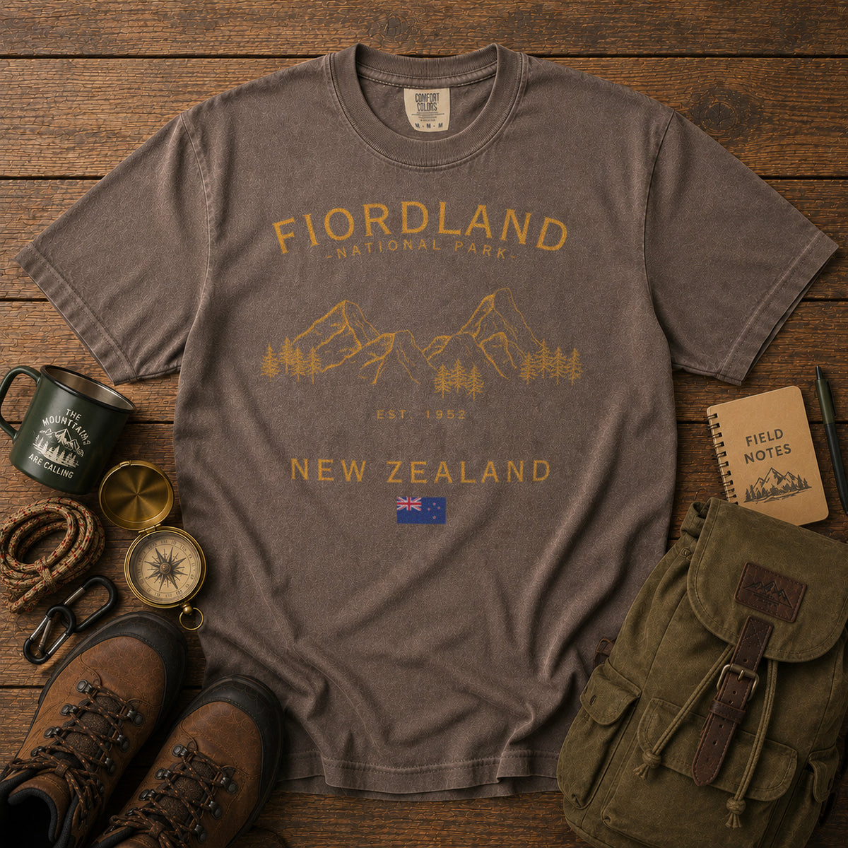 Fiordland National Park T-Shirt in Espresso - roamstride graphic tee