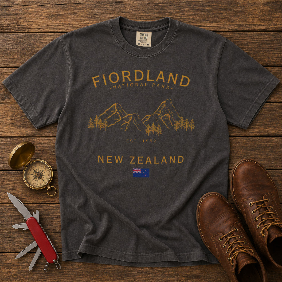 Fiordland National Park T-Shirt in Pepper - roamstride graphic tee