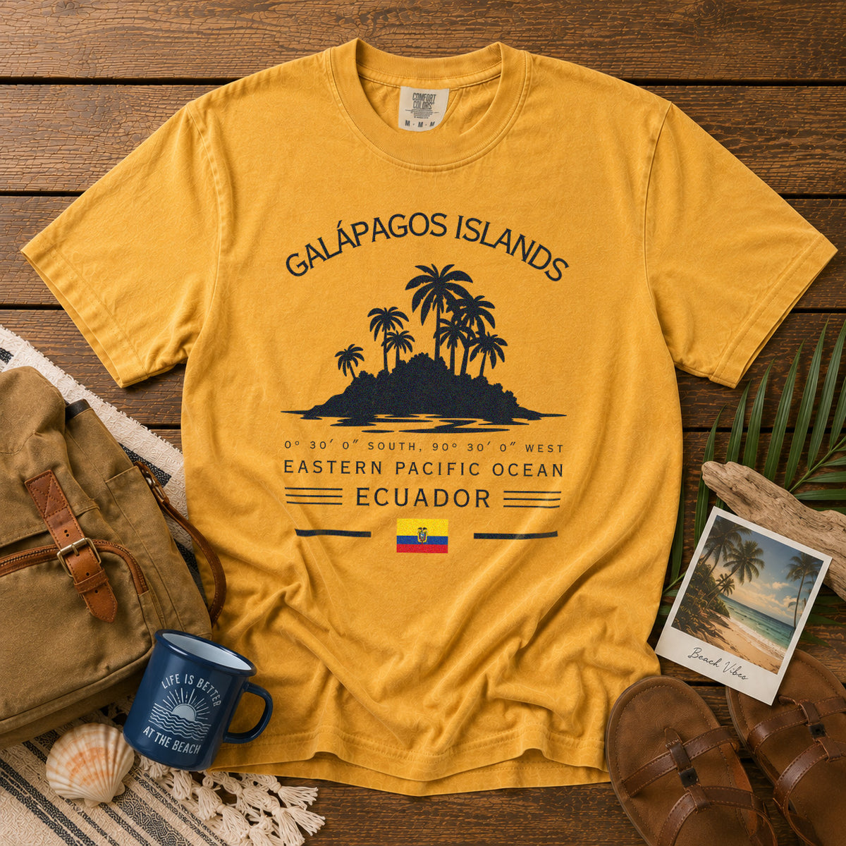 Galapagos T-Shirt in Mustard - roamstride graphic tee