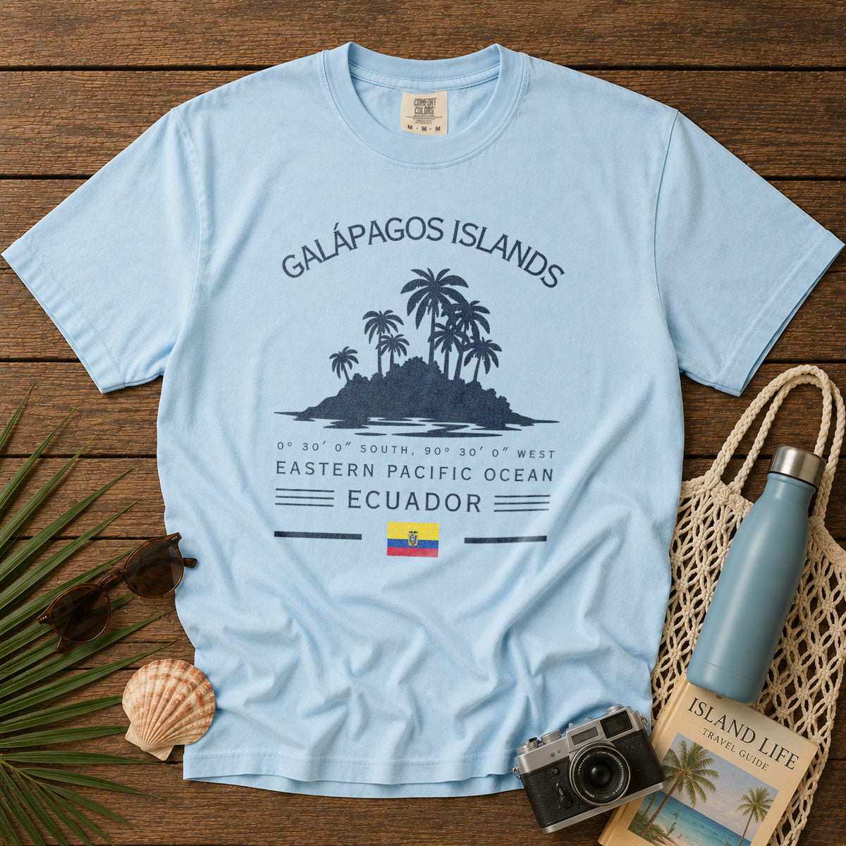 Galapagos T-Shirt in Chambray - roamstride graphic tee