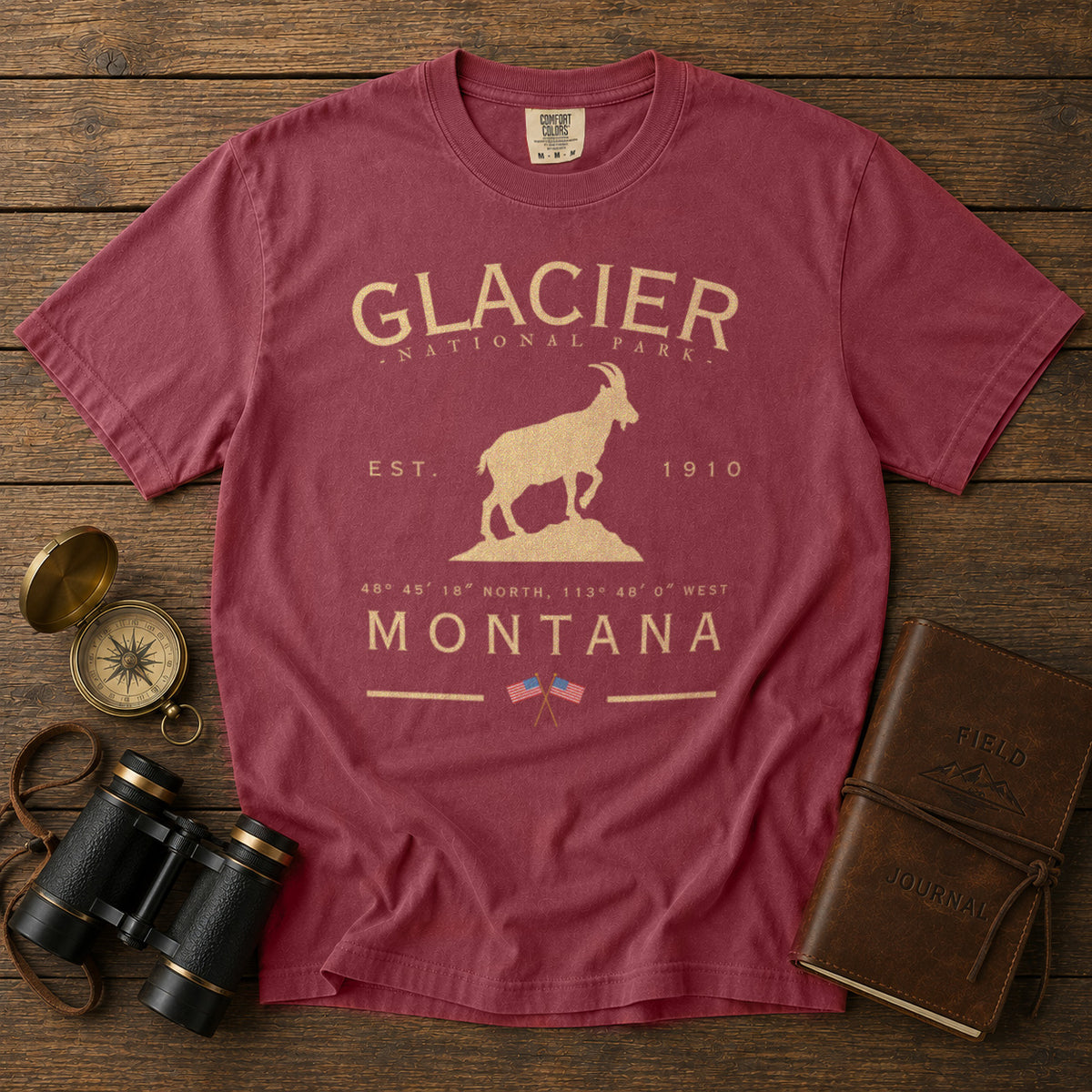Glacier National Park Montana T-Shirt in Chili - roamstride graphic tee