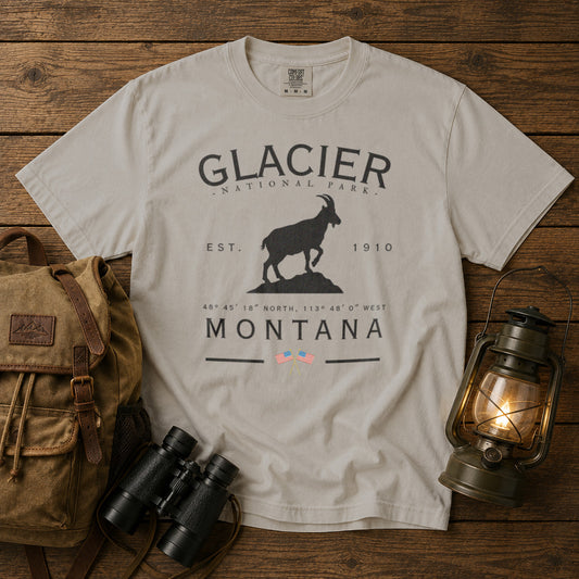 Glacier National Park Montana T-Shirt in Ivory - roamstride graphic tee