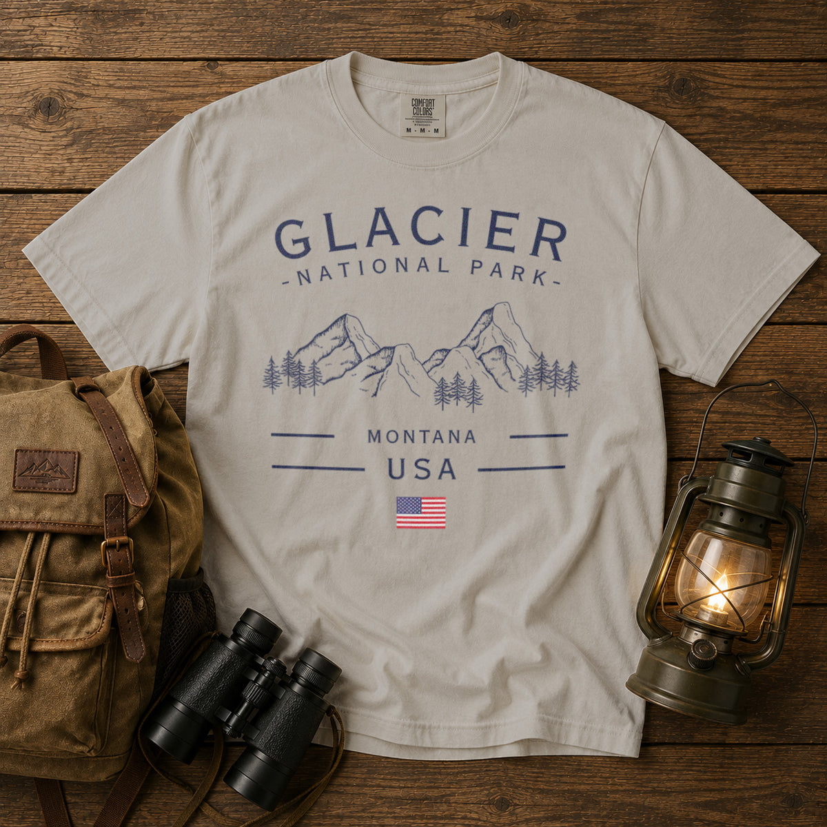 Glacier National Park Montana T-Shirt in Ivory - roamstride graphic tee