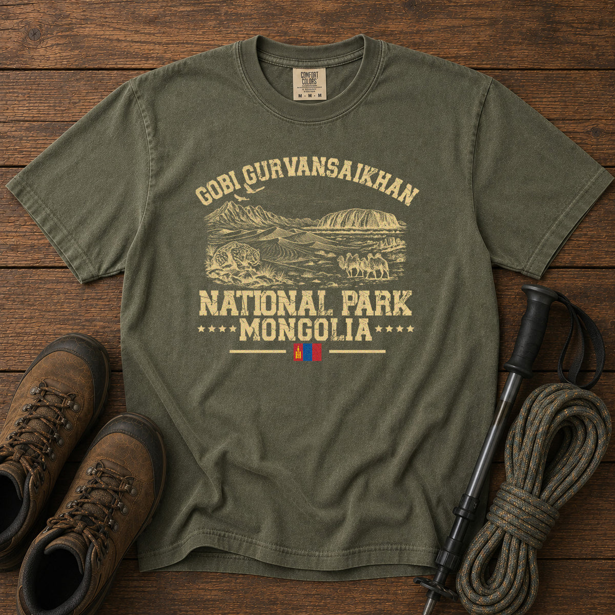 Gobi Gurvansaikhan National Park T-Shirt in Moss - roamstride graphic tee