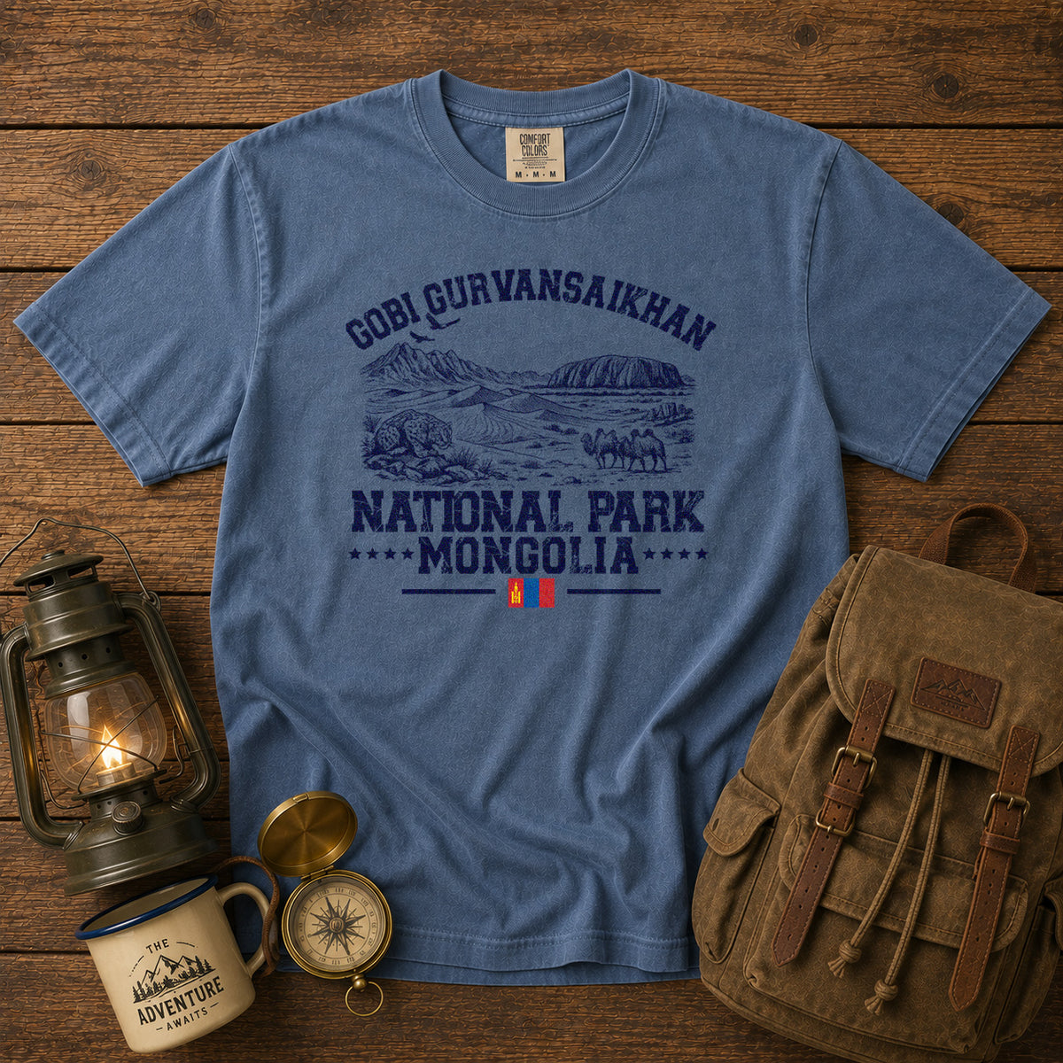 Gobi Gurvansaikhan National Park T-Shirt in Blue Jean - roamstride graphic tee