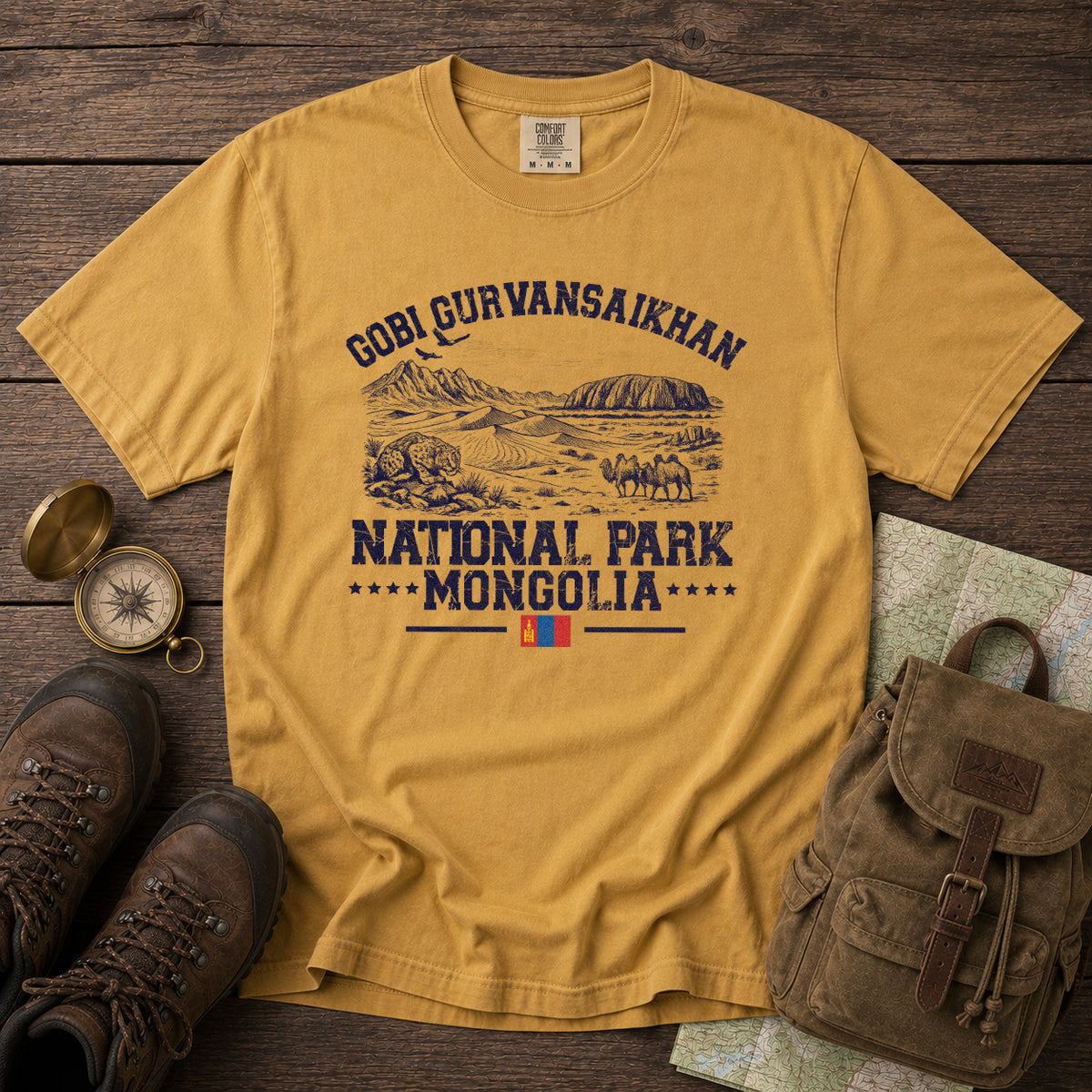 Gobi Gurvansaikhan National Park T-Shirt in Mustard - roamstride graphic tee