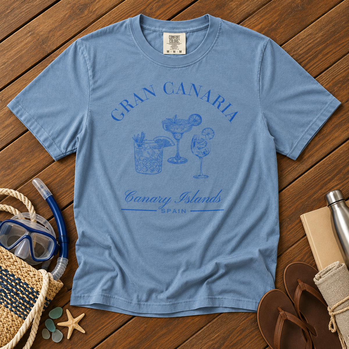 Gran Canaria Canary Islands T-Shirt in Chambray - roamstride graphic tee