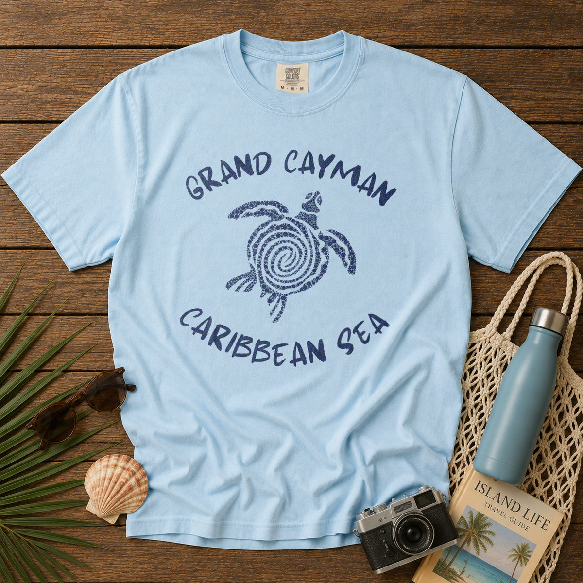 Grand Cayman T-Shirt in Chambray - roamstride graphic tee